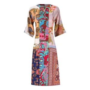 Rianna Nina Patchwork Silk Kimono Dress. Size S