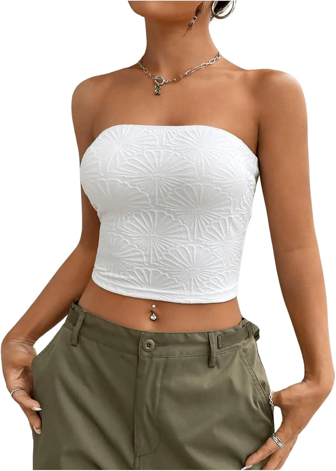 SOLY HUX Women's Y2k Tube Crop Top Strapless Sleeveless Bandeau Tops