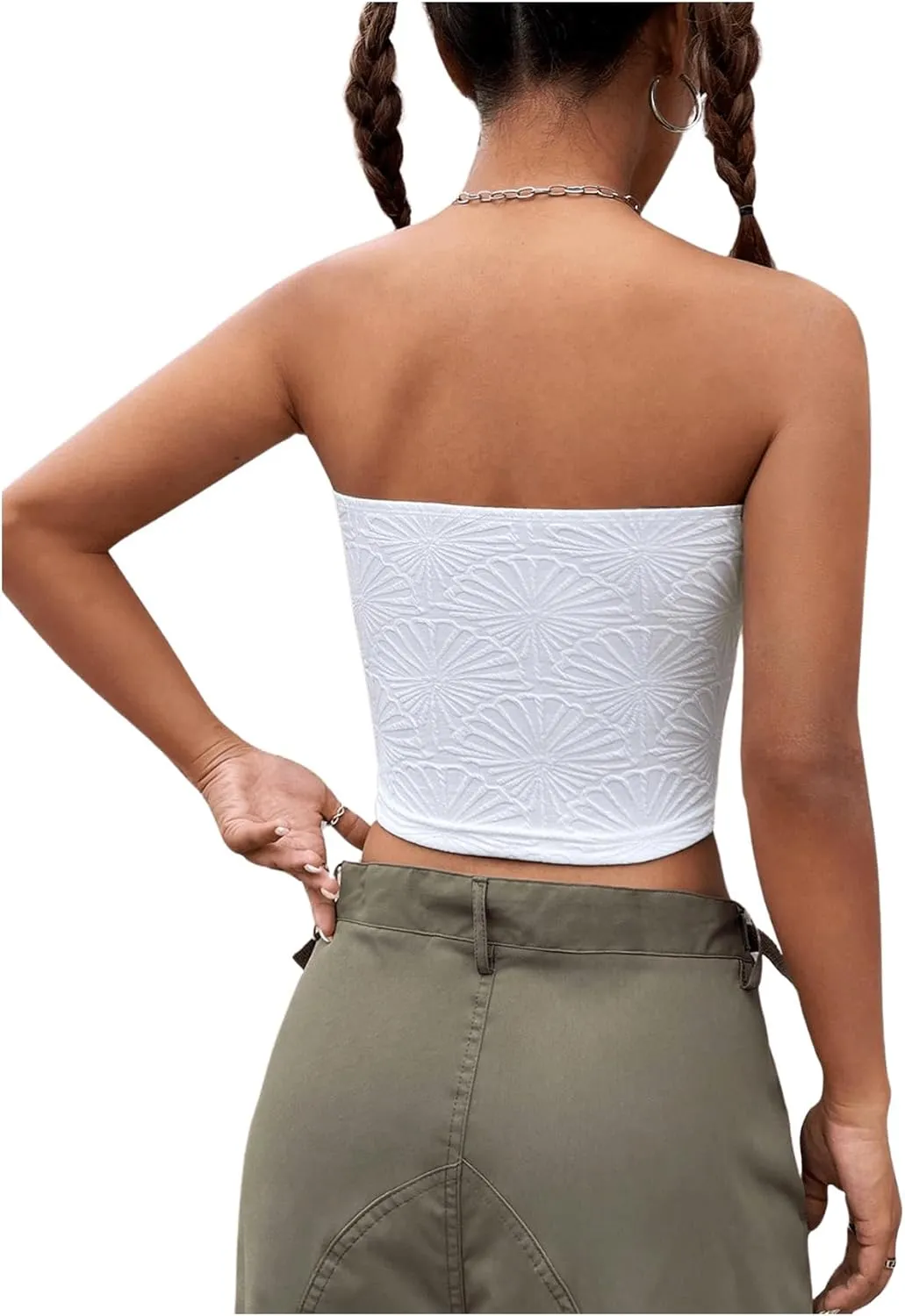 SOLY HUX Women's Y2k Tube Crop Top Strapless Sleeveless Bandeau Tops