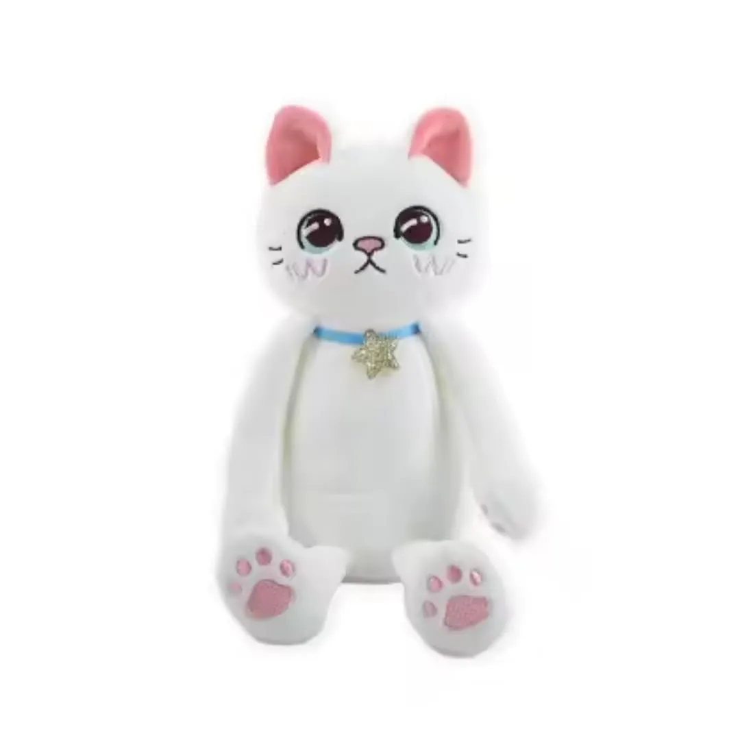 TechMax Solution White Pink Long Hand Leg Cat Plush Pillow