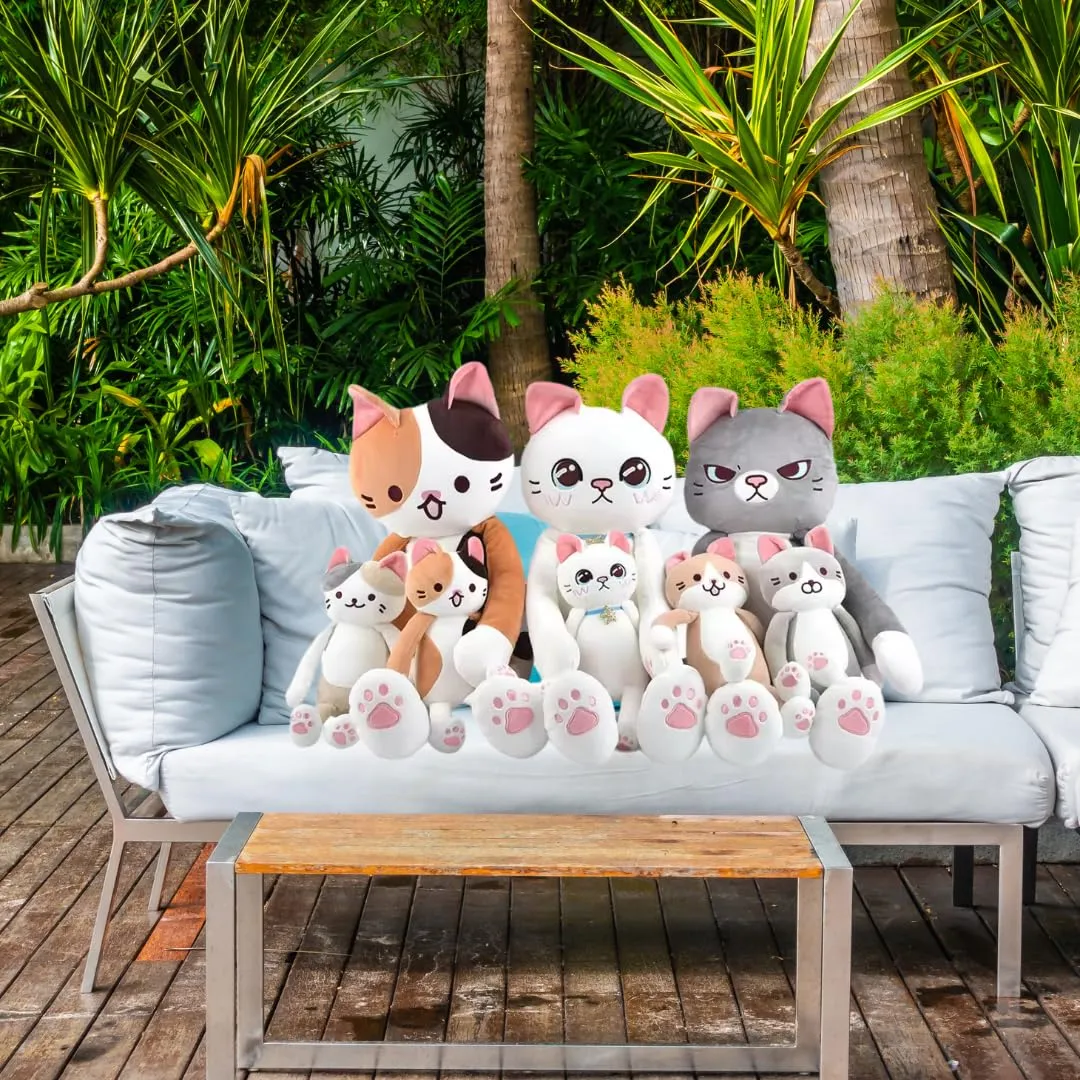 TechMax Solution White Pink Long Hand Leg Cat Plush Pillow