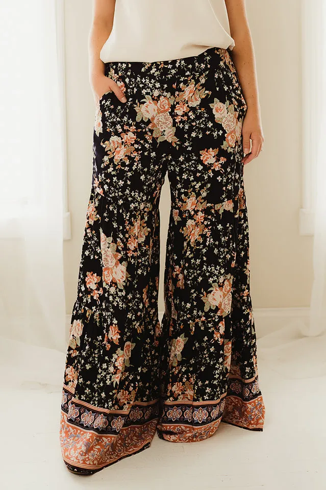 Tiered Ruffle Wide Leg Pants