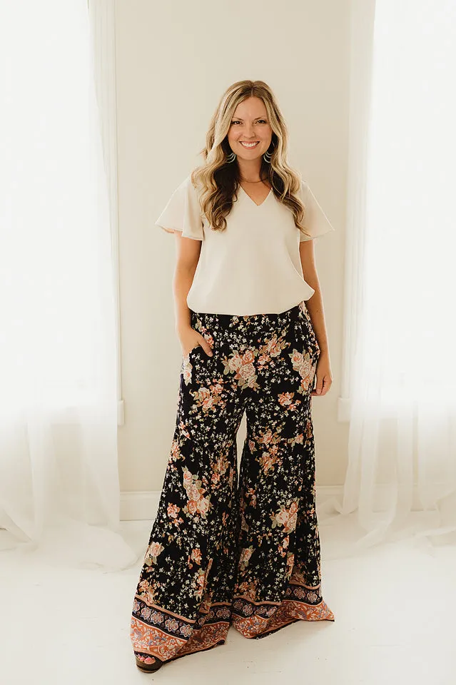 Tiered Ruffle Wide Leg Pants