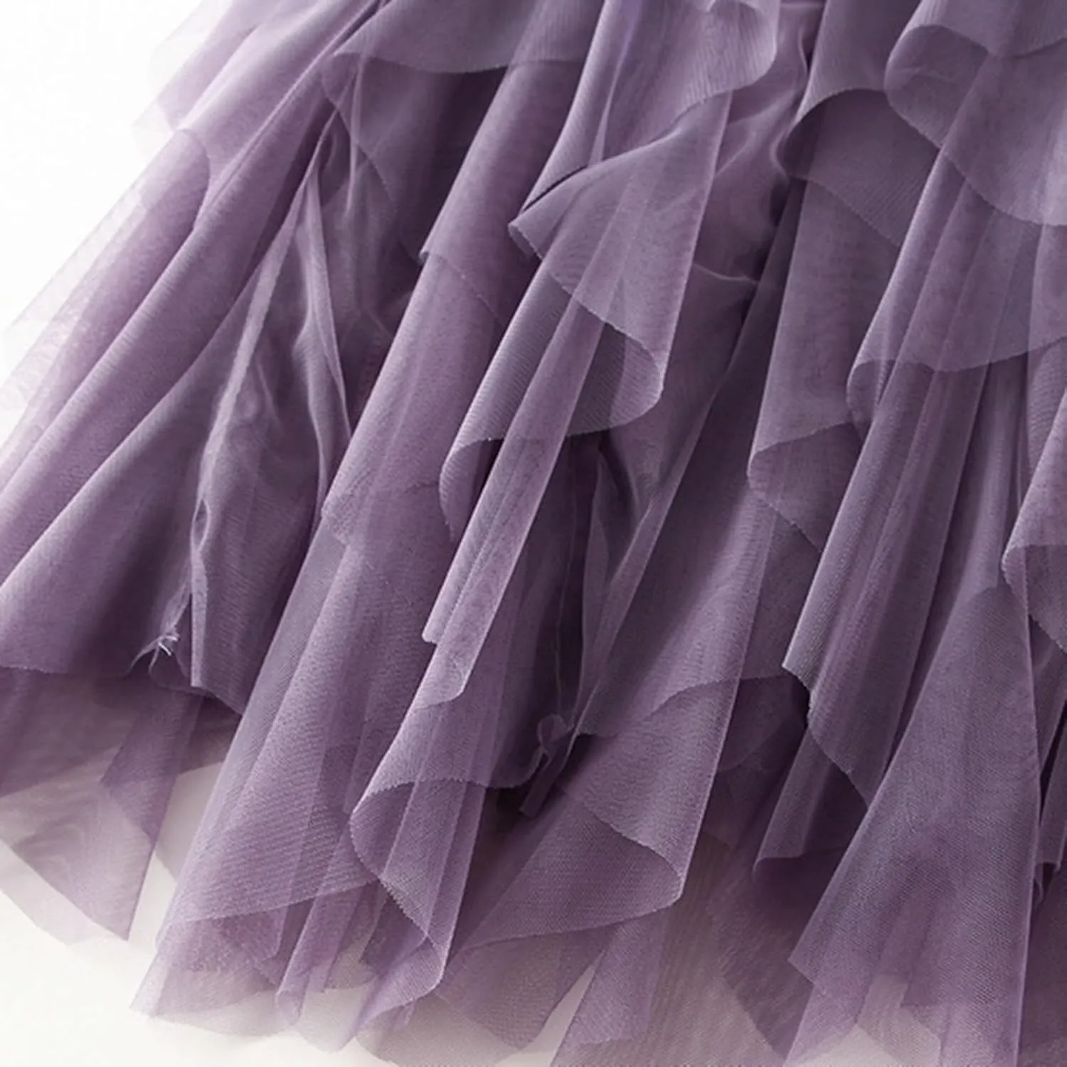 Tulle Tutu Skirts for Women Summer Fashion Elastic High Waist Tiered Ruffle Hem Midi Skirt Elegant Puffy Fairy Skirt