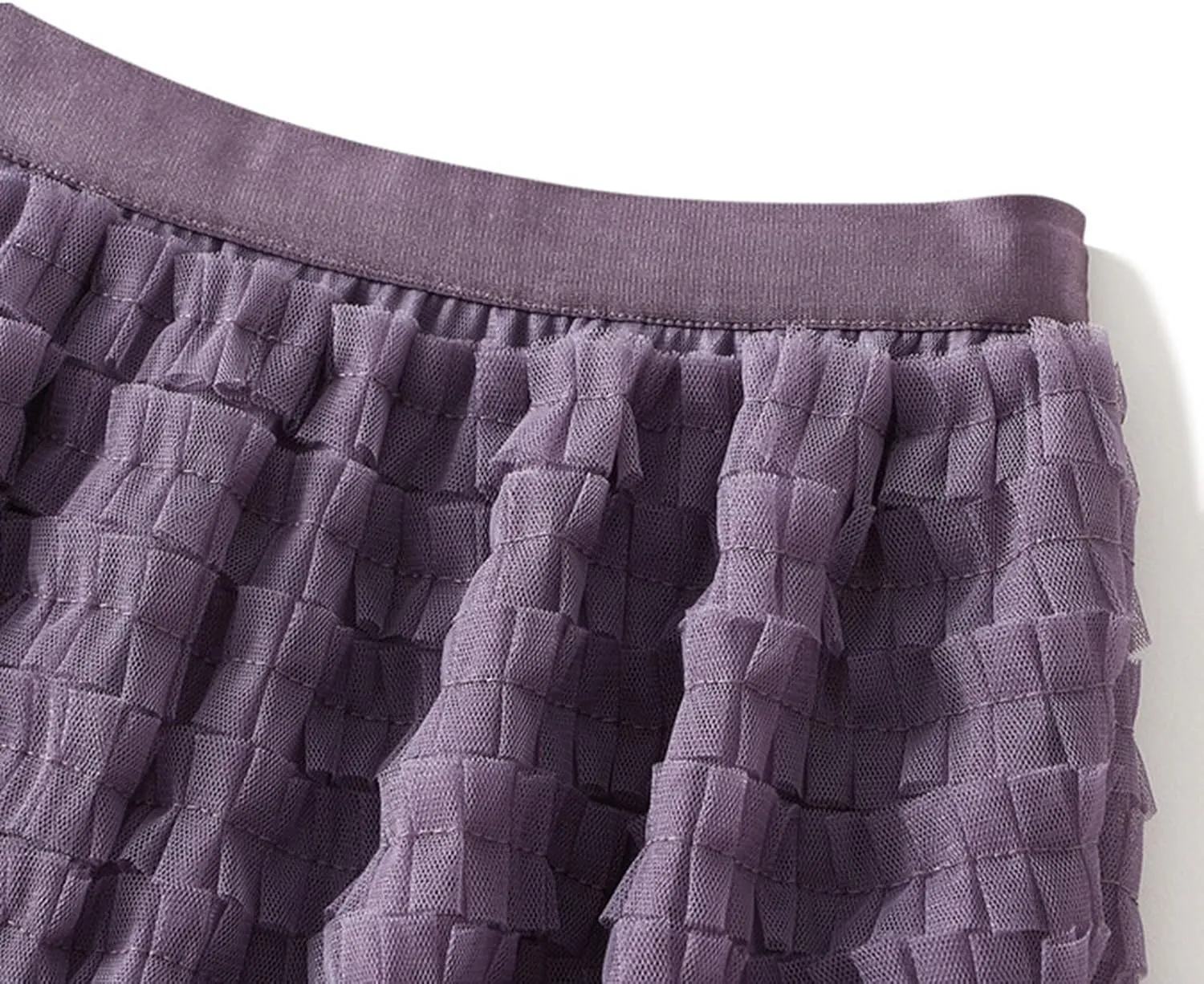 Tulle Tutu Skirts for Women Summer Fashion Elastic High Waist Tiered Ruffle Hem Midi Skirt Elegant Puffy Fairy Skirt