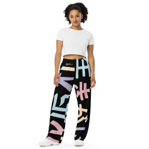 Unisex Wide-Leg Pants - Ikigai 生きがい Digital Print by Los Gusanos | High Waist, Tailored Wide Leg Pants