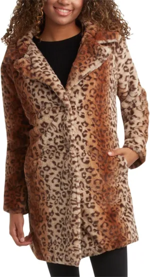 URBAN REPUBLIC Women's Faux Fur Long Coat - Elegant Lapel Collared Long Winter Coat - Stylish Outdoor Coats for Women (S-XL)