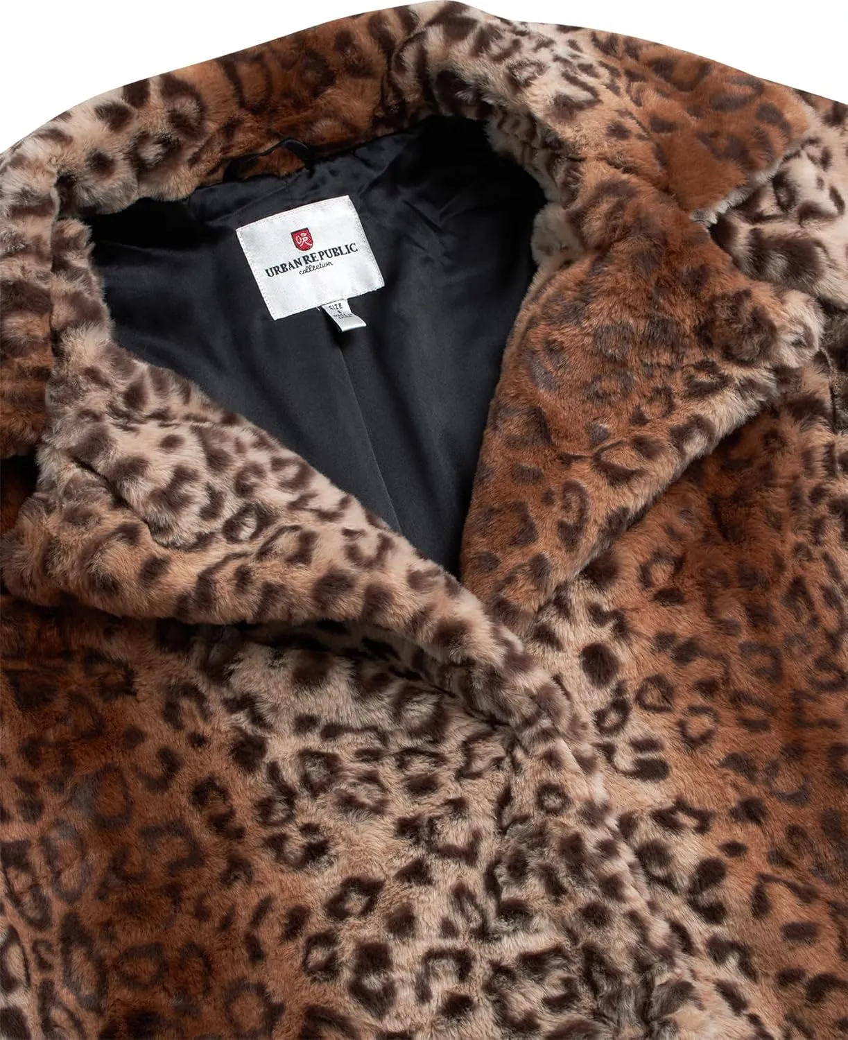 URBAN REPUBLIC Women's Faux Fur Long Coat - Elegant Lapel Collared Long Winter Coat - Stylish Outdoor Coats for Women (S-XL)