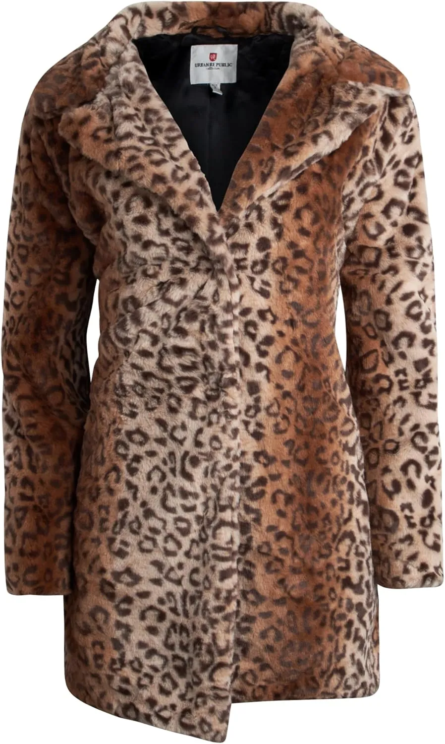 URBAN REPUBLIC Women's Faux Fur Long Coat - Elegant Lapel Collared Long Winter Coat - Stylish Outdoor Coats for Women (S-XL)