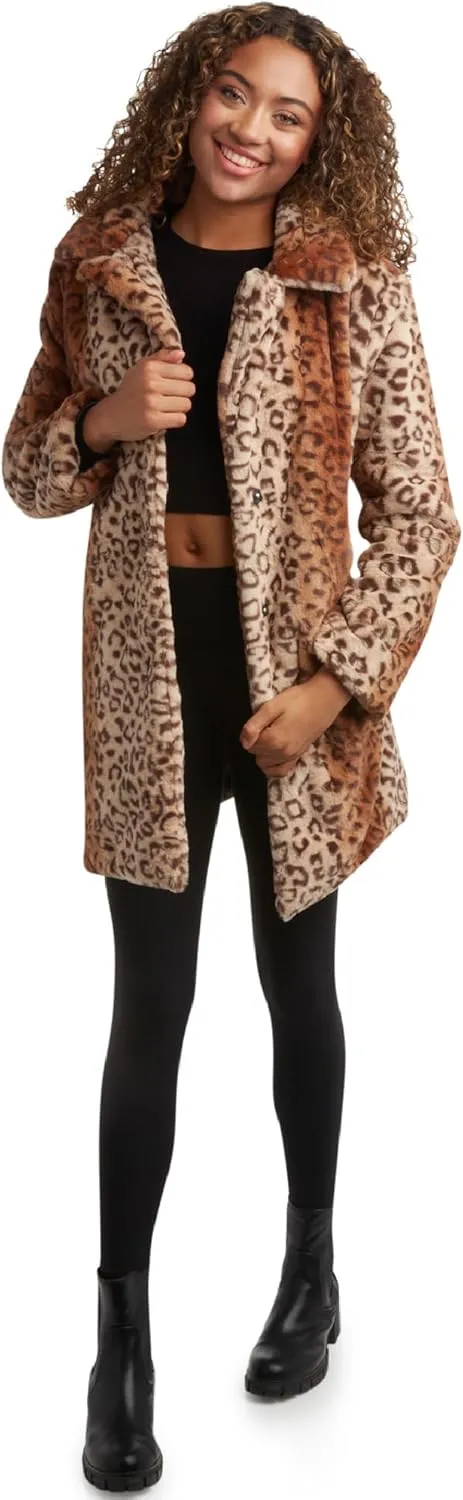 URBAN REPUBLIC Women's Faux Fur Long Coat - Elegant Lapel Collared Long Winter Coat - Stylish Outdoor Coats for Women (S-XL)