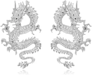 Vintage Chinese Style Dragon Stud Earrings Trendy Punk Animal Totem Earrings 2020 Unique Chic Metal Dragon Statement Earrings Dainty Gold Plated Earring for Women Jewelry