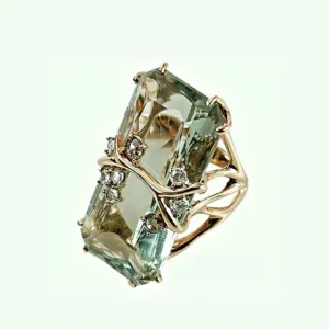 Vintage Silver Plated Inlaid Large Rectangular Zirconia Cocktail Rings