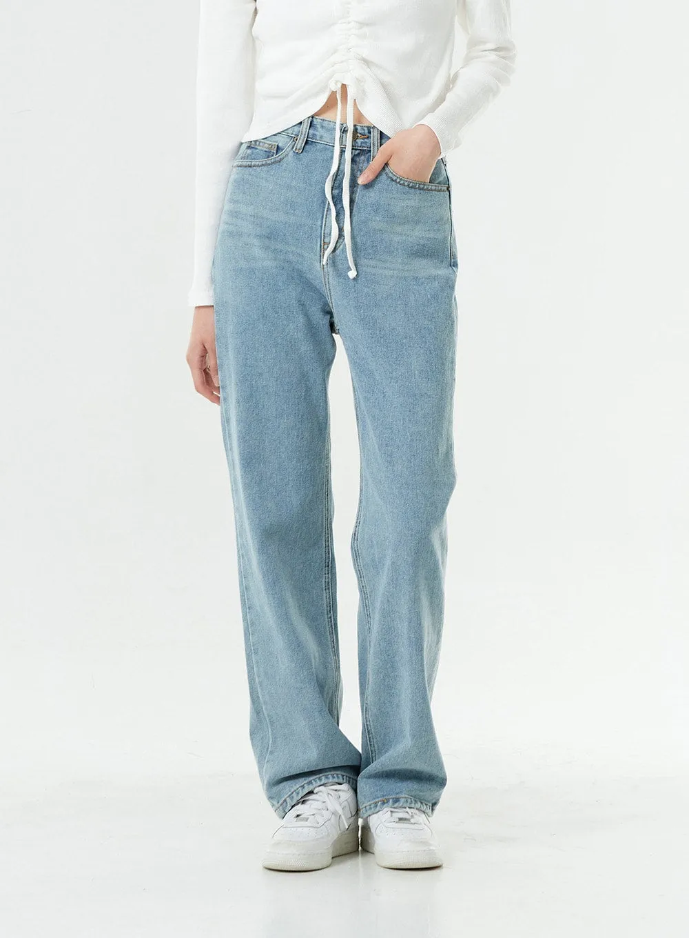 Washed Light Blue Maxi Jeans OS01