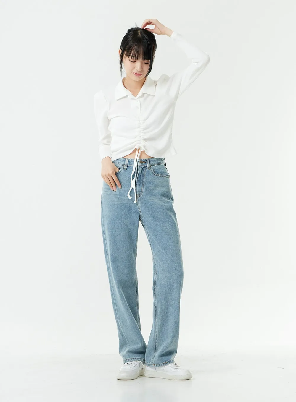 Washed Light Blue Maxi Jeans OS01