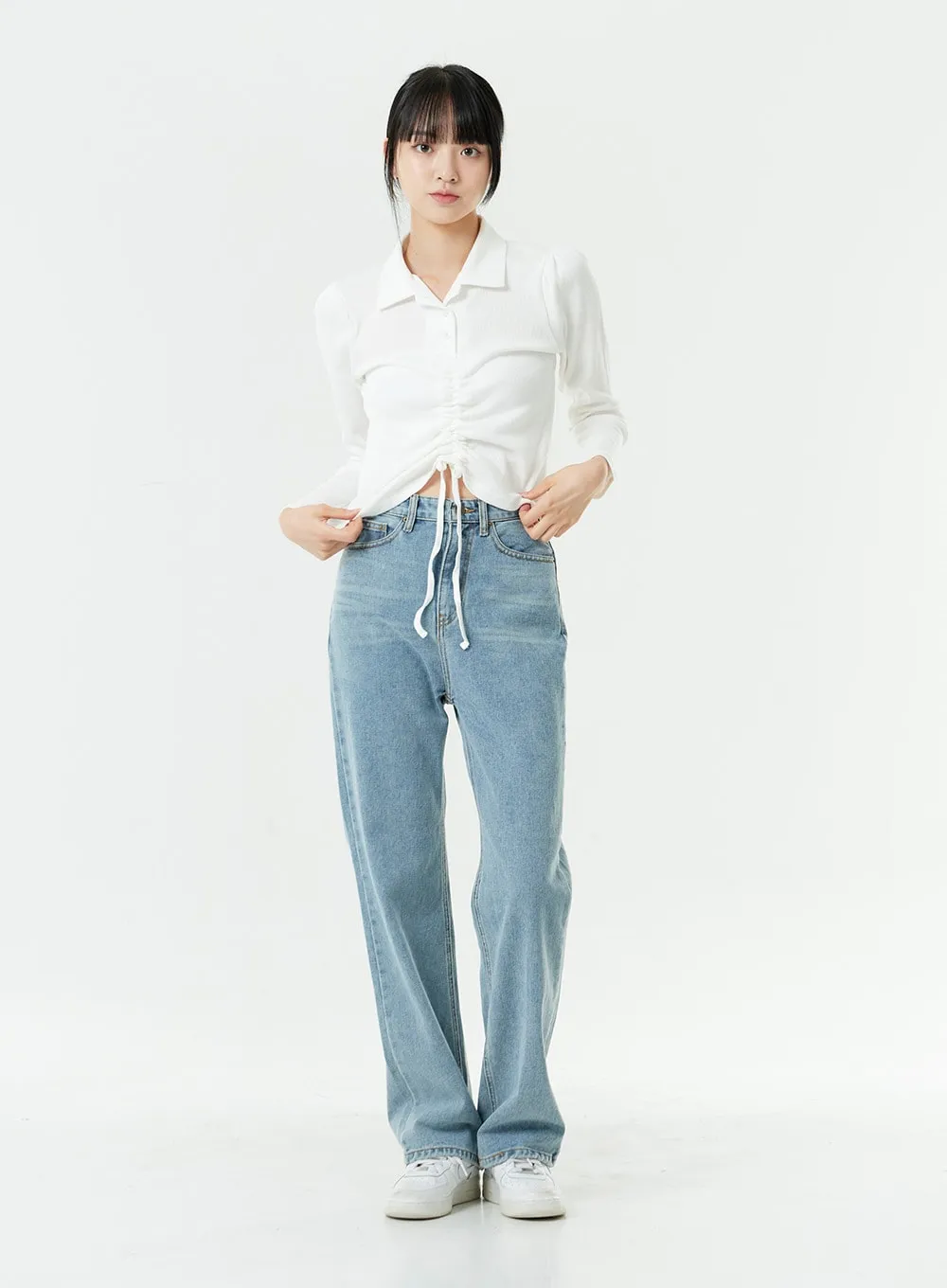 Washed Light Blue Maxi Jeans OS01