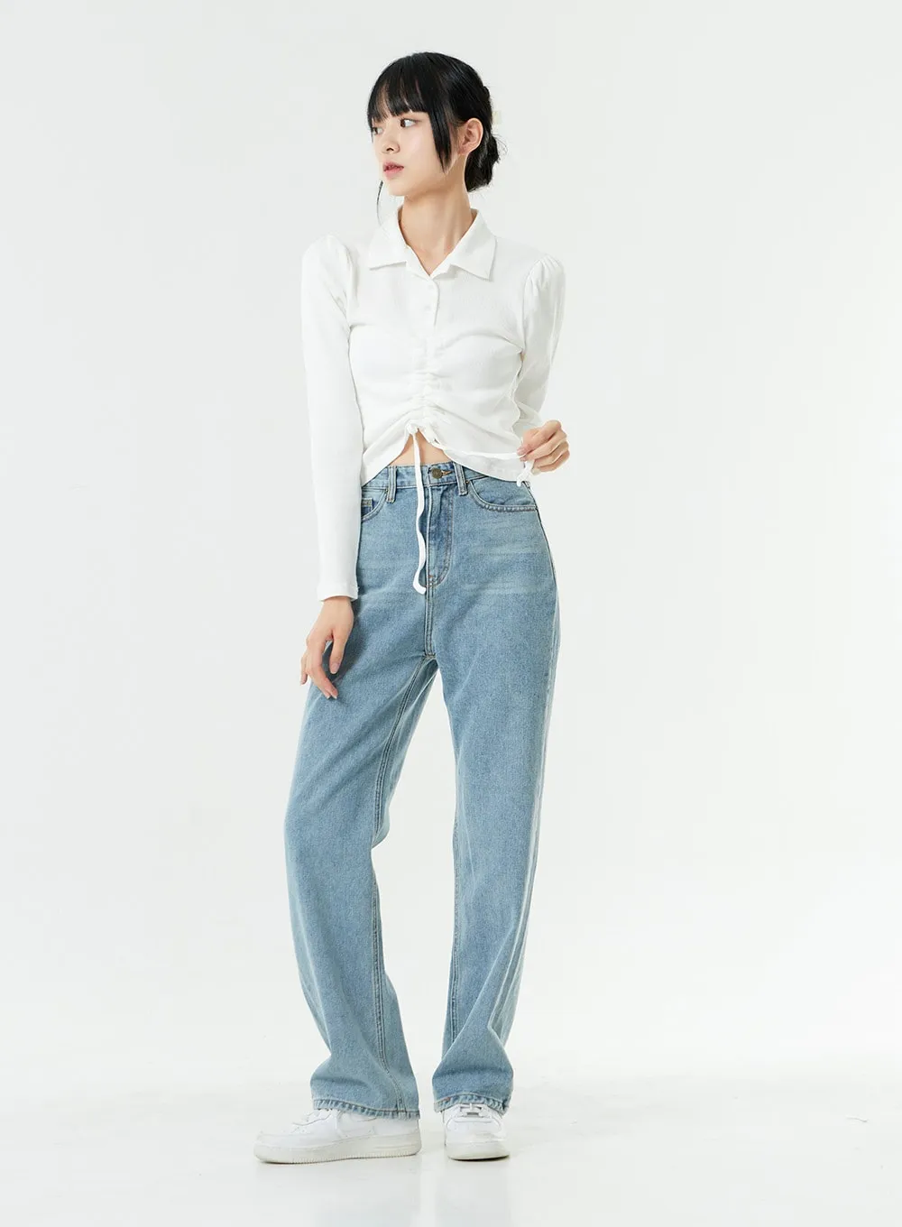 Washed Light Blue Maxi Jeans OS01