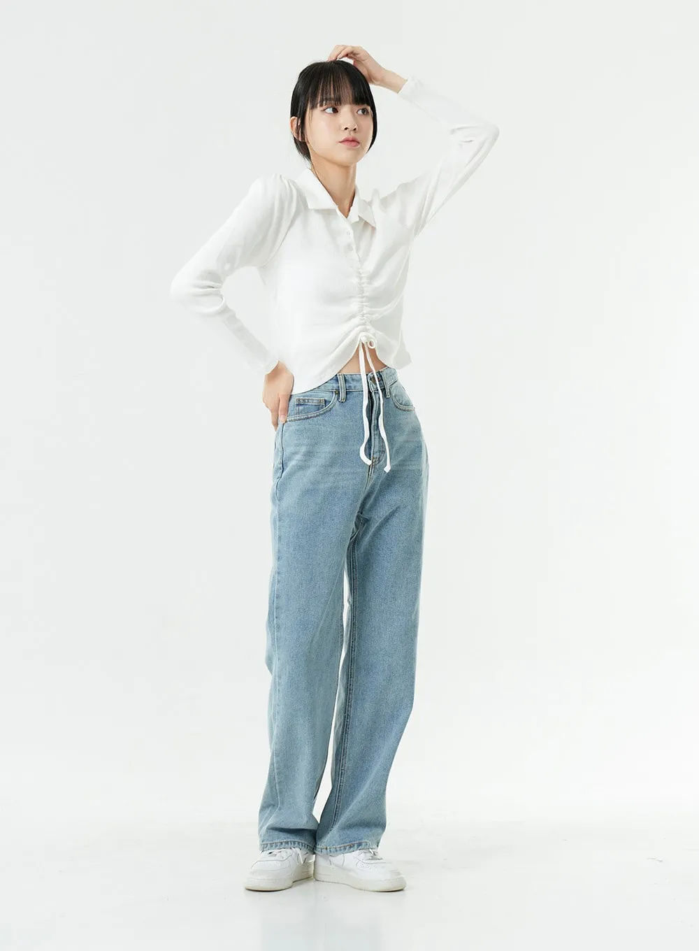 Washed Light Blue Maxi Jeans OS01