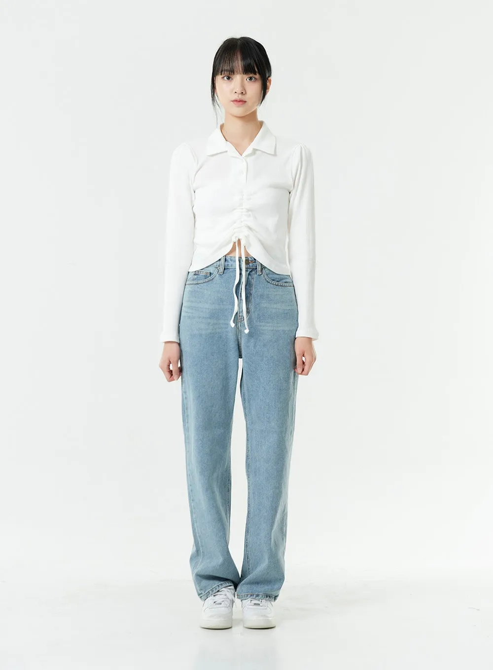 Washed Light Blue Maxi Jeans OS01