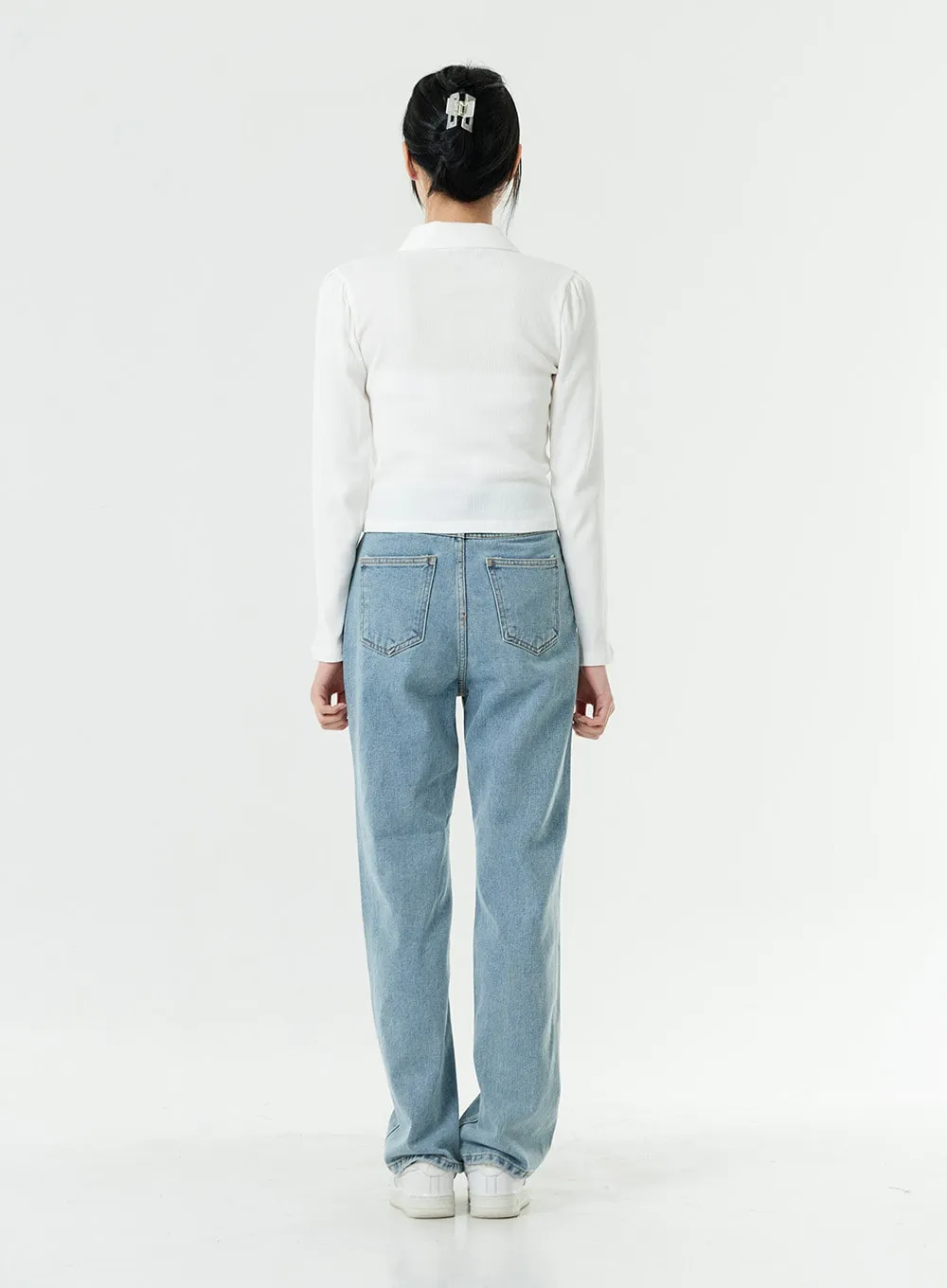 Washed Light Blue Maxi Jeans OS01