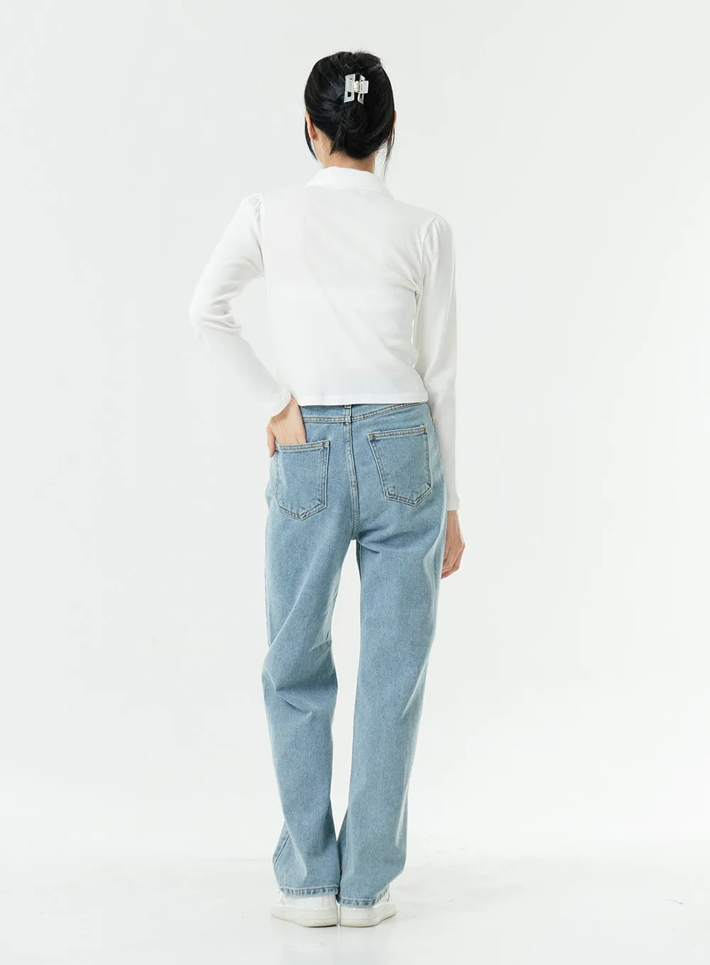 Washed Light Blue Maxi Jeans OS01
