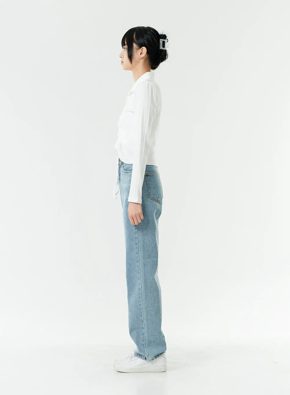Washed Light Blue Maxi Jeans OS01
