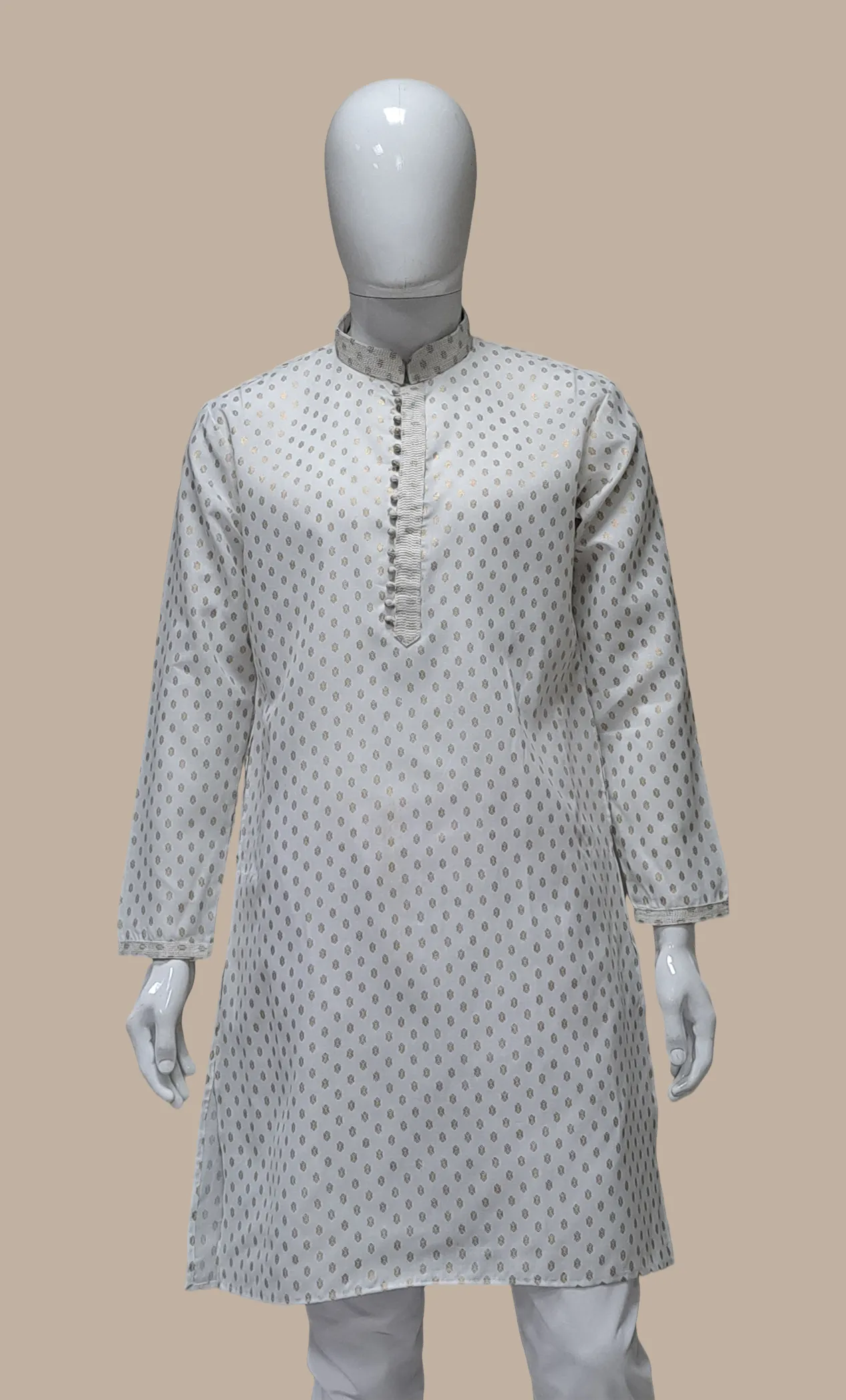 White Printed Kurta Set