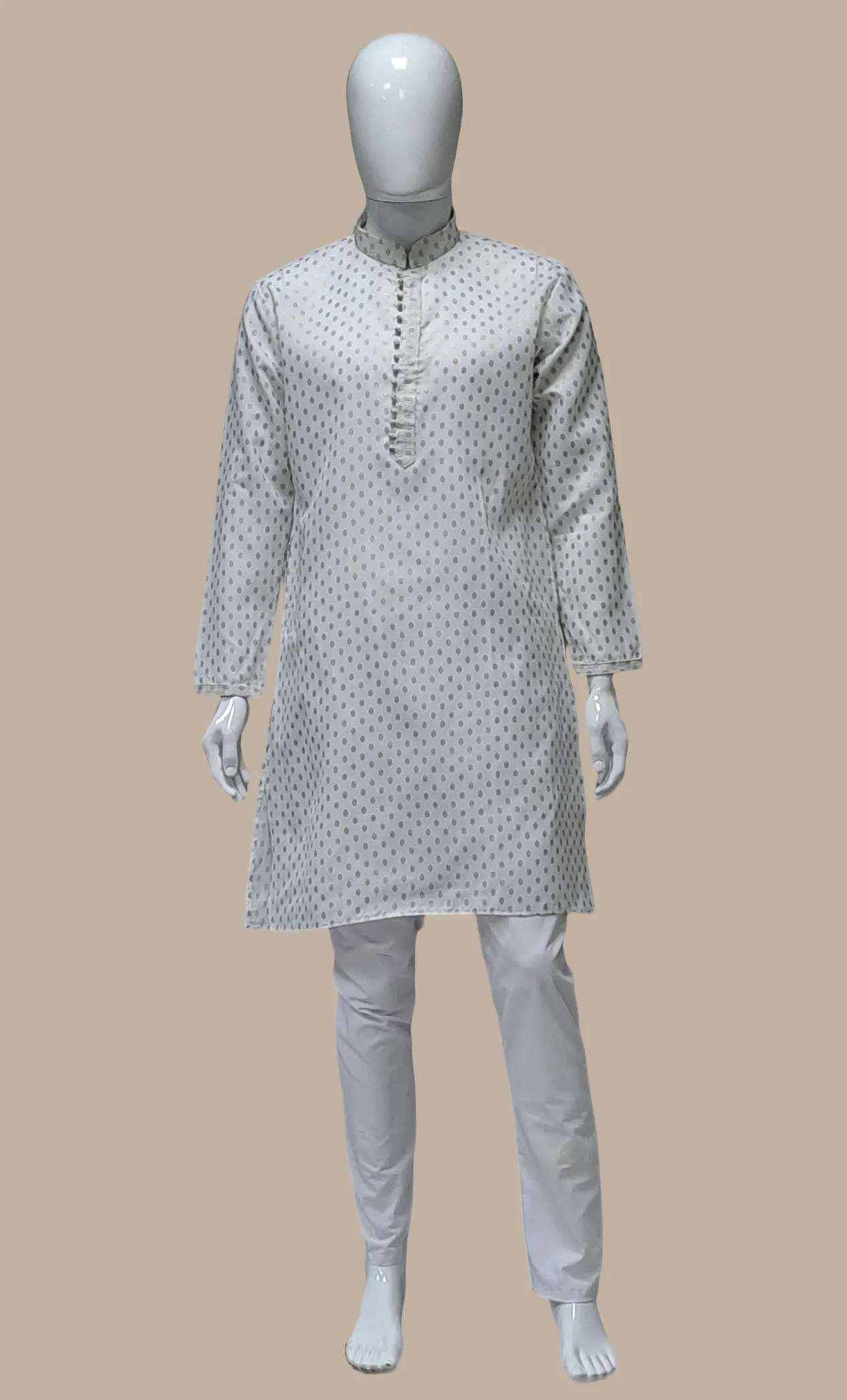 White Printed Kurta Set