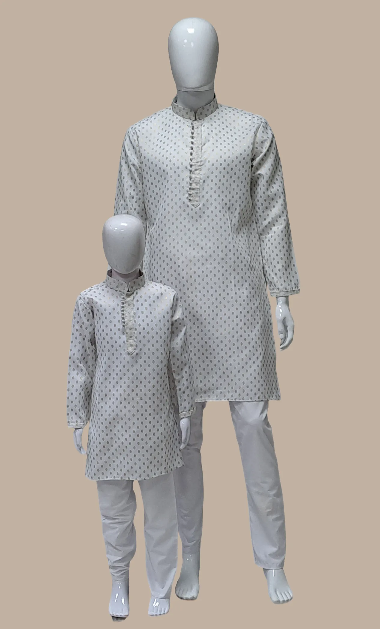 White Printed Kurta Set