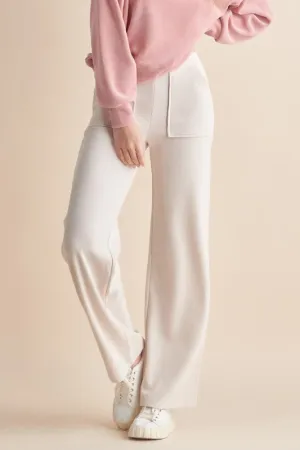 Wide Leg, Corded Pants - Cream