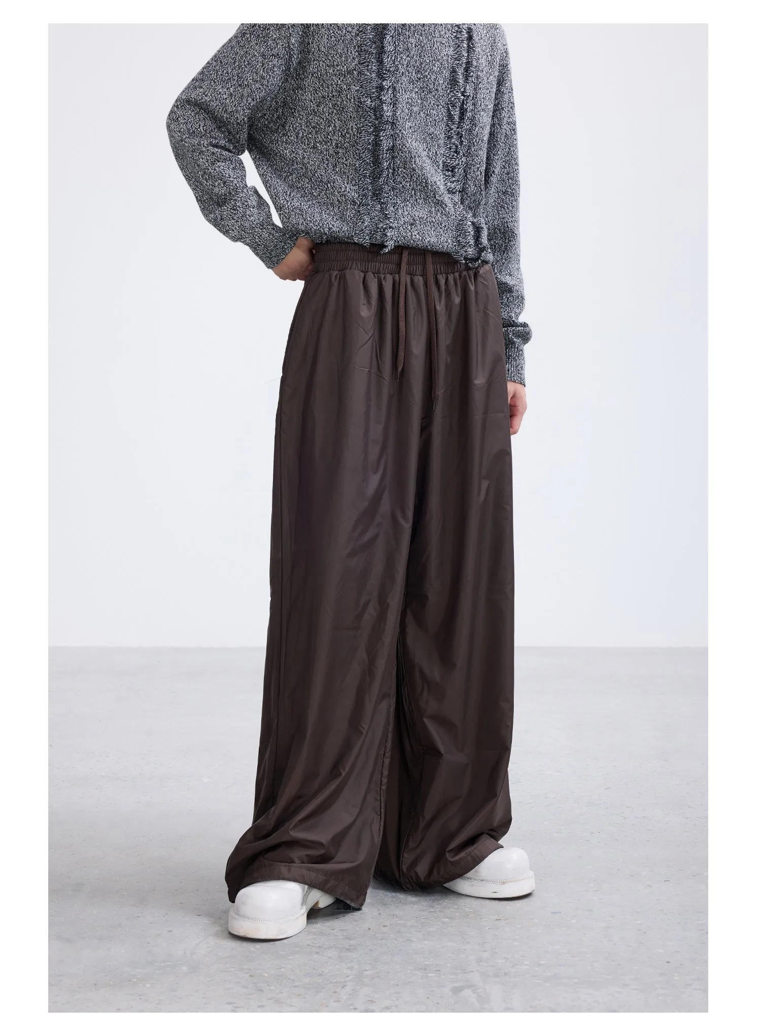 Wide leg drawstring casual sports pants