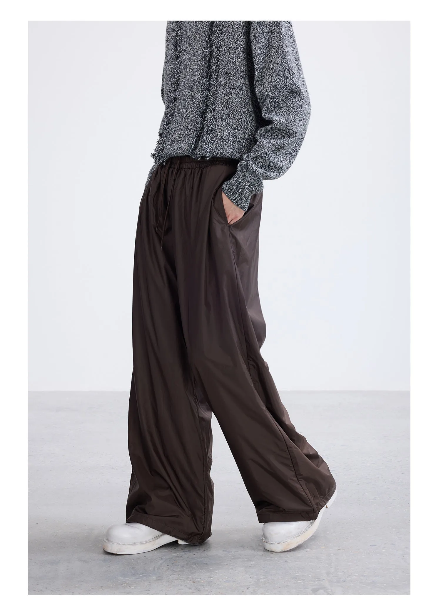 Wide leg drawstring casual sports pants