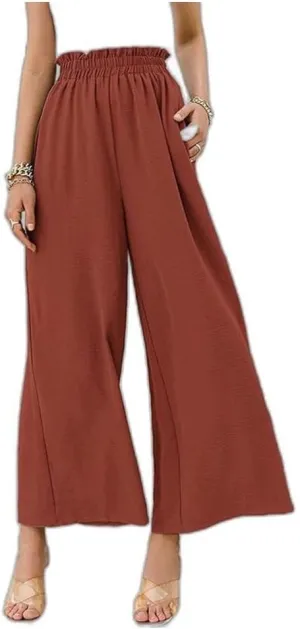Wide Leg Pants for Women Linen Elastic Waist Joggers Straight Dress Pant Casual High Waist Summer Loose Fit Trousers