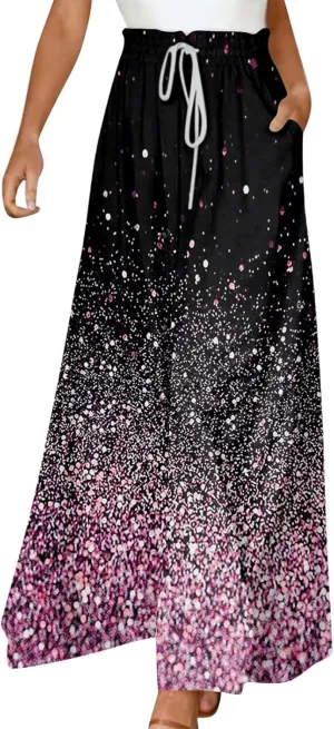 Wide Leg Pants Woman Summer 2025 Flowy High Waisted Trousers Baggy Drawstring Beach Pant with Pockets
