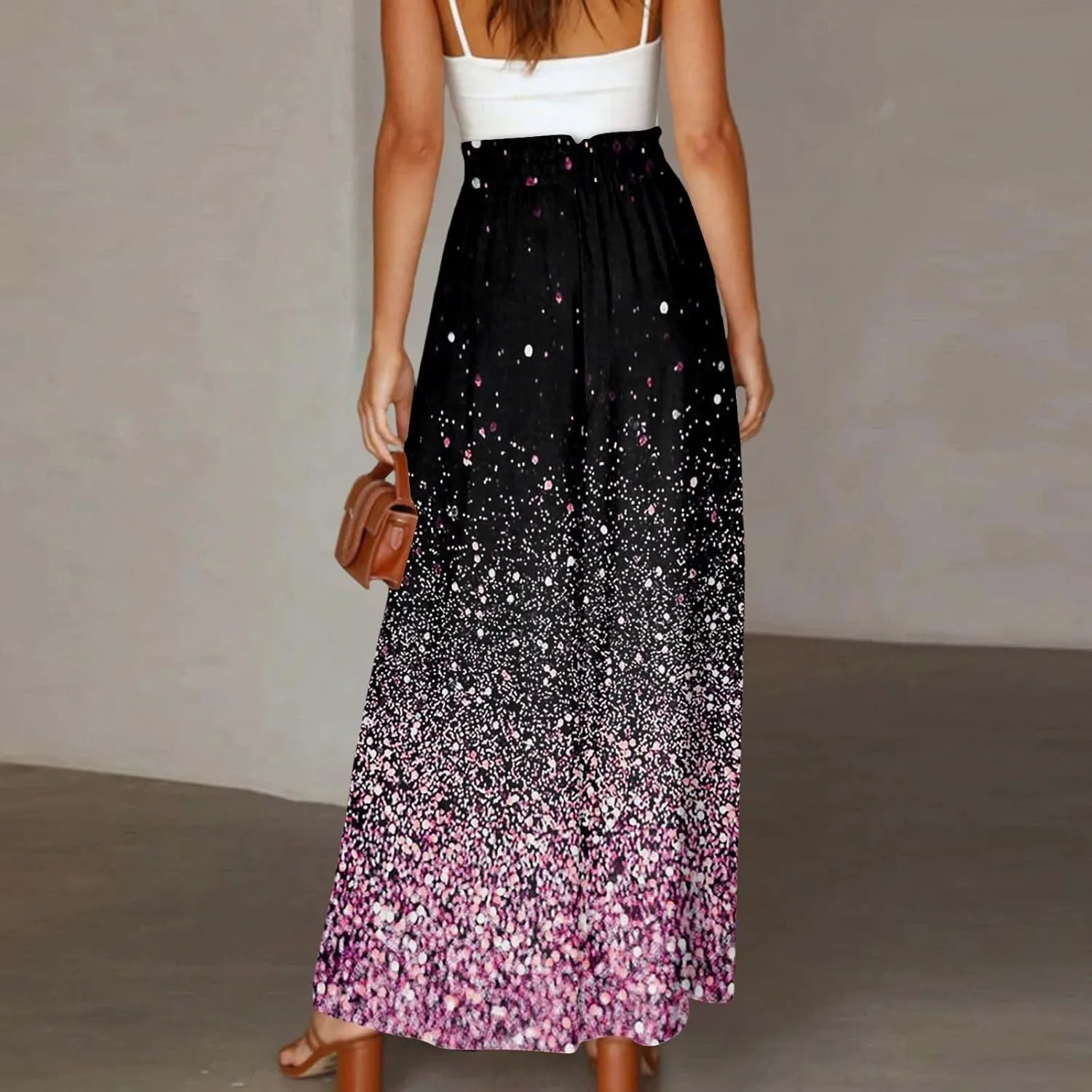 Wide Leg Pants Woman Summer 2025 Flowy High Waisted Trousers Baggy Drawstring Beach Pant with Pockets