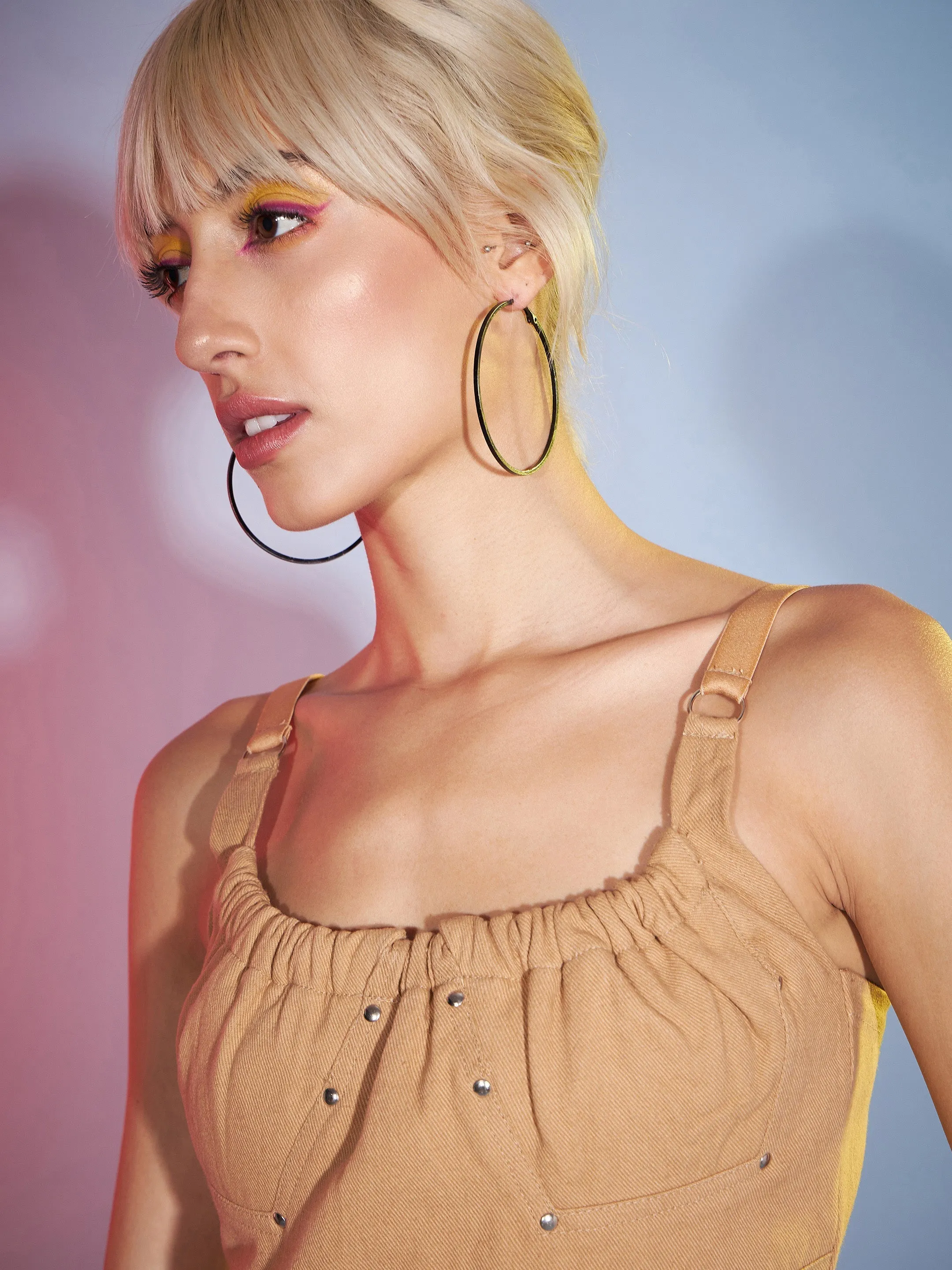 Women Brown Twill Bustier Crop Top