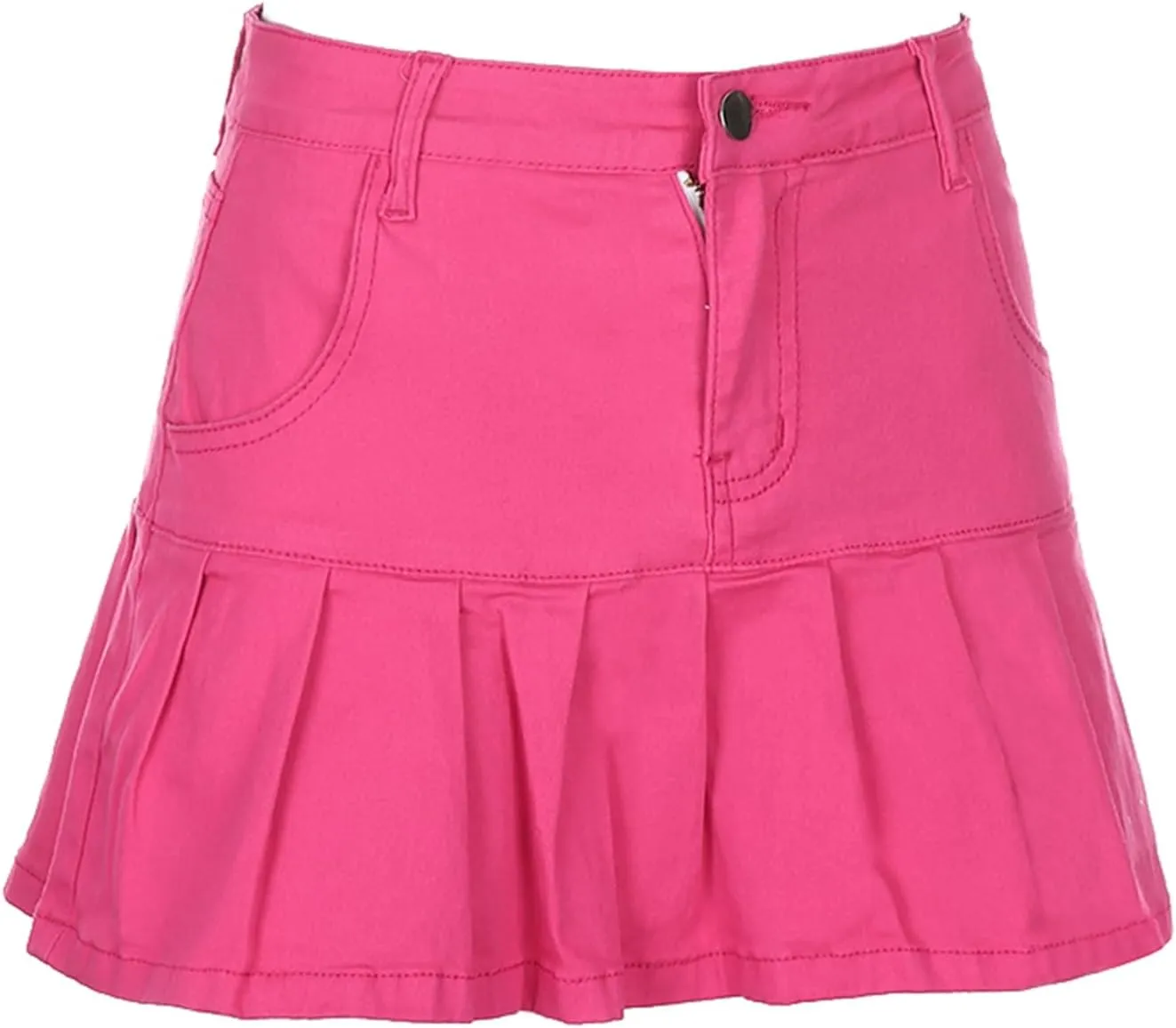 Women Y2K Pleated Jean Skirt Casual Low Waist Ruffle A Line Flare Denim Mini Skirt Summer Going Out Streetwear