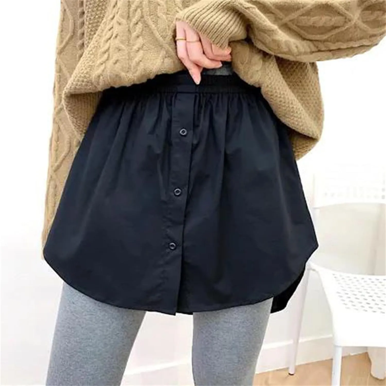 Women??s Shirt Extender Skirt Elastic Waisted Button Down Adjustable Underskirt Summer Loose A-line Folded Skirt 2025