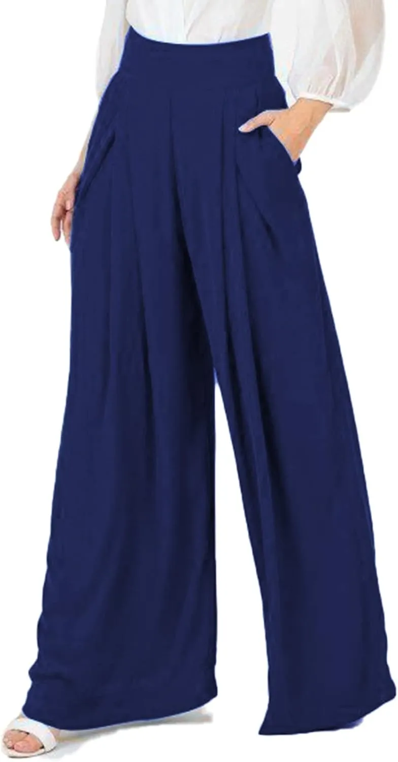 Women's Stretchy Wide Leg Palazzo Lounge Pants Casual Comfy High Waist Pajama Pants