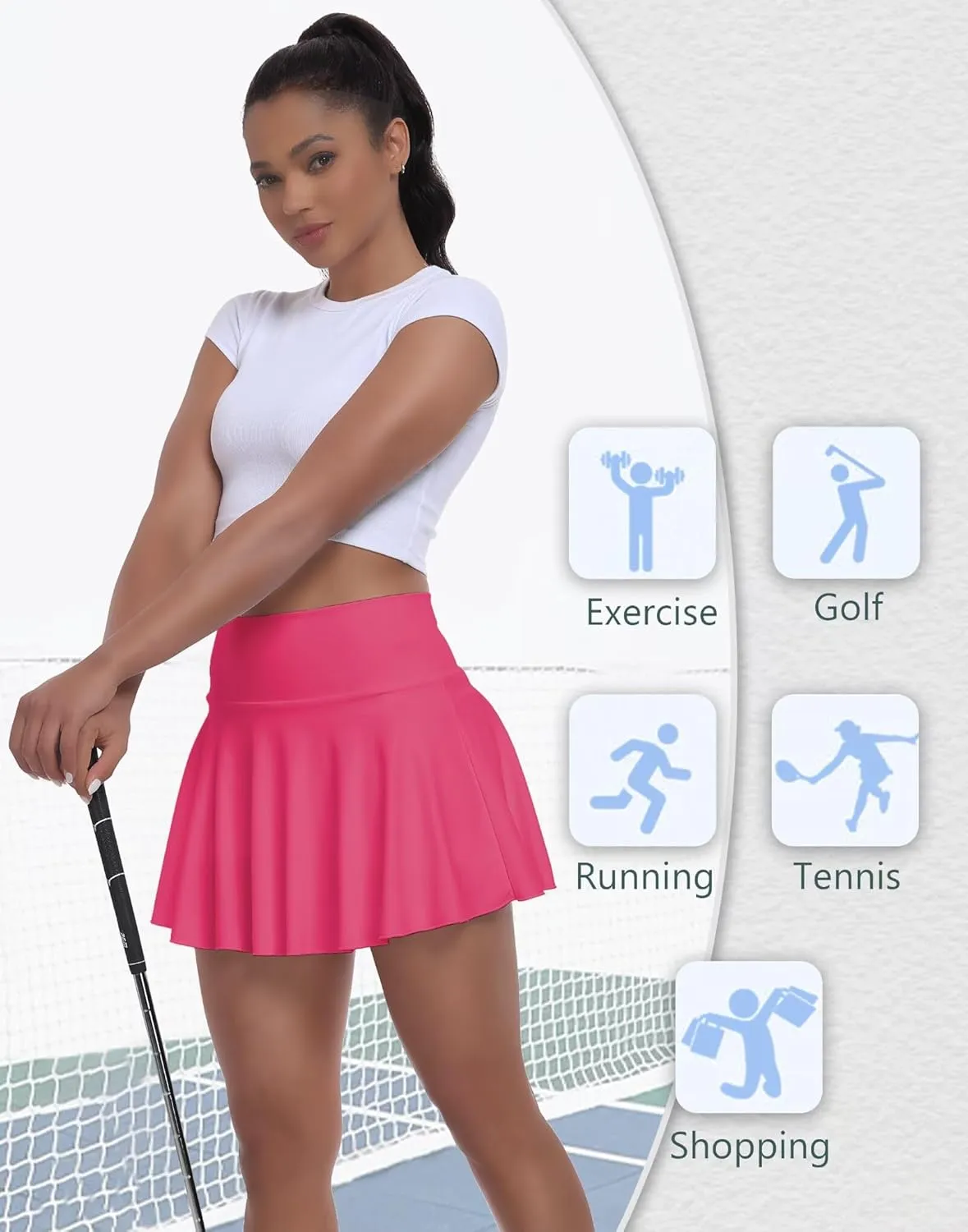 Womens Tennis Skirt with Built-in Shorts High Waisted Pleated Golf Skirts for Women Skater Uniform Cheer Skirt